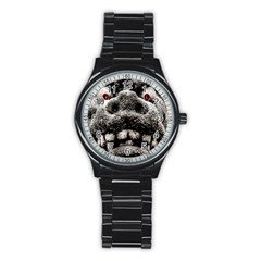 Monster Sculpture Extreme Close Up Illustration 2 Stainless Steel Round Watch by dflcprintsclothing