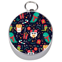 Colorful Funny Christmas Pattern Cute Cartoon Silver Compasses by Vaneshart