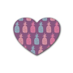 Pineapple Wallpaper Pattern 1462307008mhe Rubber Coaster (heart)  by Sobalvarro