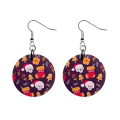 Pattern Christmas Funny Mini Button Earrings by Vaneshart