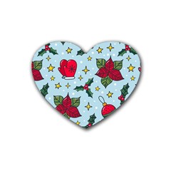 Colorful Funny Christmas Pattern Rubber Coaster (heart)  by Vaneshart