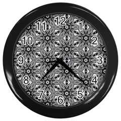 Black And White Pattern Wall Clock (black) by HermanTelo