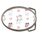 Seamless Pattern Cute Cat With Little Heart Hearts Belt Buckles Front