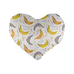 Seamless Stylish Pattern With Fresh Yellow Bananas Background Standard 16  Premium Flano Heart Shape Cushions by Wegoenart