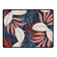 Fashionable Seamless Tropical Pattern With Bright Red Blue Flowers Fleece Blanket (small) by Wegoenart