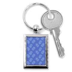 Leaves Ferns Blue Pattern Key Chain (rectangle) by Vaneshart