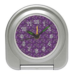 Flowers Violet Decorative Pattern Travel Alarm Clock by Vaneshart