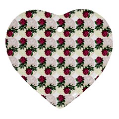 Doily Rose Pattern White Heart Ornament (two Sides) by snowwhitegirl