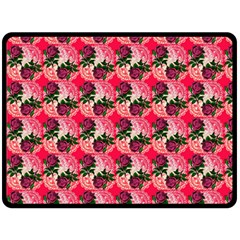 Doily Rose Pattern Watermelon Pink Fleece Blanket (large)  by snowwhitegirl