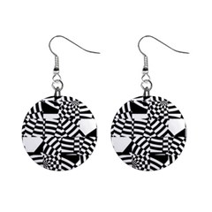 Black And White Crazy Pattern Mini Button Earrings by Sobalvarro