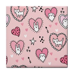 Cartoon Cute Valentines Day Doodle Heart Love Flower Seamless Pattern Vector Face Towel by Vaneshart