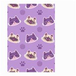 Cute Colorful Cat Kitten With Paw Yarn Ball Seamless Pattern Small Garden Flag (Two Sides) Front