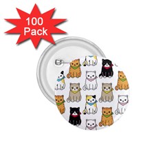 Cat Kitten Seamless Pattern 1 75  Buttons (100 Pack)  by Vaneshart