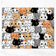 Cute Cat Kitten Cartoon Doodle Seamless Pattern Rectangular Jigsaw Puzzl by Vaneshart