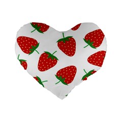 Seamless Pattern Fresh Strawberry Standard 16  Premium Flano Heart Shape Cushions by Wegoenart