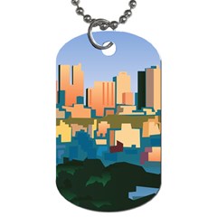 City Buildings Urban Dawn Dog Tag (one Side) by Wegoenart