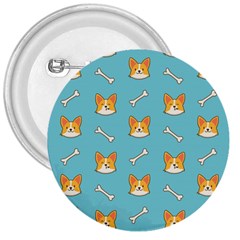 Cute Corgi Dog Face Pattern 3  Buttons by Nexatart