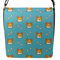 Cute Corgi Dog Face Pattern Flap Closure Messenger Bag (s) by Nexatart