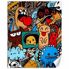 Abstract Grunge Urban Pattern With Monster Character Super Drawing Graffiti Style Canvas 11  X 14  by Nexatart