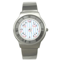 French Bulldog Dog Seamless Pattern Stainless Steel Watch by Vaneshart