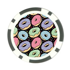 Colorful Donut Seamless Pattern On Black Vector Poker Chip Card Guard by Sobalvarro