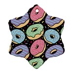 Colorful Donut Seamless Pattern On Black Vector Ornament (Snowflake) Front