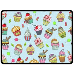 Cupcake Doodle Pattern Fleece Blanket (large)  by Sobalvarro