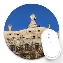 Gaudi, La Pedrera Building, Barcelona - Spain Round Mousepads by dflcprintsclothing