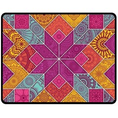 Ethnic Floral Mosaic Pattern Fleece Blanket (medium)  by Wegoenart