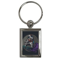 Illustration Astronaut Cosmonaut Paying Skateboard Sport Space With Astronaut Suit Key Chain (rectangle) by Vaneshart