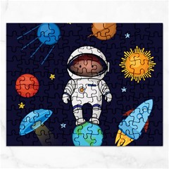 Boy Spaceman Space Rocket Ufo Planets Stars Rectangular Jigsaw Puzzl by Vaneshart