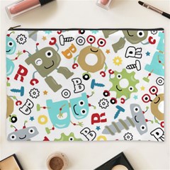 Seamless Pattern Vector With Funny Robots Cartoon Cosmetic Bag (xxxl) by Vaneshart