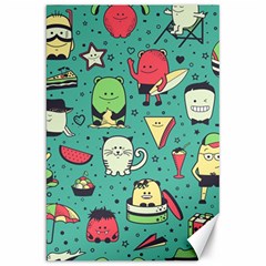 Seamless Pattern With Funny Monsters Cartoon Hand Drawn Characters Unusual Creatures Canvas 20  X 30  by Vaneshart