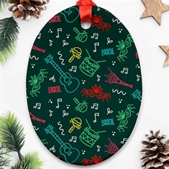 Guitars Musical Notes Seamless Carnival Pattern Ornament (oval) by Vaneshart