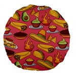 Seamless Pattern Mexican Food Hat Traditional Large 18  Premium Flano Round Cushions Back