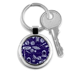 Space Sketch Seamless Pattern Key Chain (round) by Vaneshart