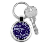 Space Sketch Seamless Pattern Key Chain (Round) Front