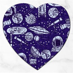 Space Sketch Seamless Pattern Jigsaw Puzzle (heart) by Vaneshart