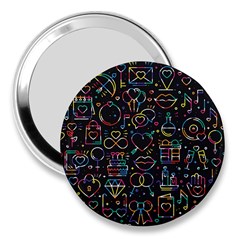 Seamless Pattern With Love Symbols 3  Handbag Mirrors by Vaneshart