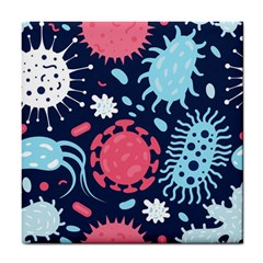 Seamless Pattern Microbes Virus Vector Illustration Tile Coaster by Vaneshart