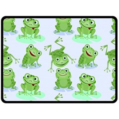 Cute Green Frogs Seamless Pattern Fleece Blanket (large)  by Vaneshart