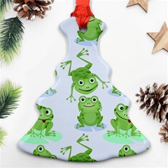 Cute Green Frogs Seamless Pattern Christmas Tree Ornament (two Sides) by Vaneshart