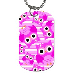 Pink Owl Pattern Background Dog Tag (one Side) by Vaneshart