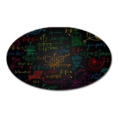 Mathematical Colorful Formulas Drawn By Hand Black Chalkboard Oval Magnet by Vaneshart