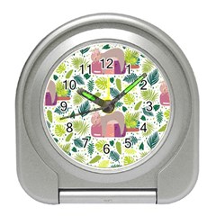 Cute Sloth Sleeping Ice Cream Surrounded By Green Tropical Leaves Travel Alarm Clock by Vaneshart