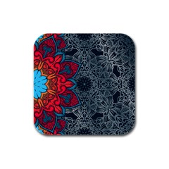 Abstract Decorative Background Ornament With Mosaic Elements Rubber Square Coaster (4 Pack)  by Vaneshart