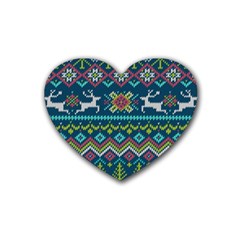 Background With Fabric Texture Winter Heart Coaster (4 Pack)  by Vaneshart