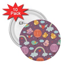 Cute Seamless Pattern With Doodle Birds Balloons 2 25  Buttons (10 Pack)  by Vaneshart