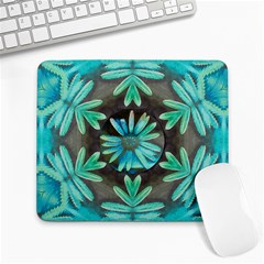 Blue Florals As A Ornate Contemplative Collage Large Mousepads by pepitasart