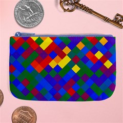 Gay Pride Diagonal Pixels Design Large Coin Purse by VernenInk